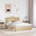 vidaXL Úložná posteľ Sonoma dub 150 x 200 cm Kompozitné drevo – Obrázok 3