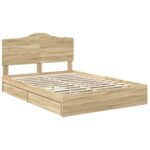 vidaXL Úložná posteľ Sonoma dub 140 x 200 cm Kompozitné drevo – Obrázok 4