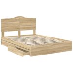vidaXL Úložná posteľ Sonoma dub 140 x 200 cm Kompozitné drevo – Obrázok 5