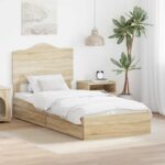 vidaXL Úložná posteľ Sonoma dub 100 x 200 cm Kompozitné drevo
