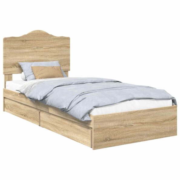 vidaXL Úložná posteľ Sonoma dub 100 x 200 cm Kompozitné drevo – Obrázok 2