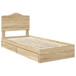 vidaXL Úložná posteľ Sonoma dub 100 x 200 cm Kompozitné drevo – Obrázok 4