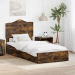 vidaXL Úložná posteľ Dymová dub 90 x 200 cm Kompozitné drevo