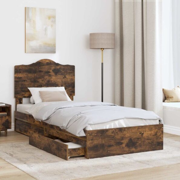 vidaXL Úložná posteľ Dymová dub 90 x 200 cm Kompozitné drevo – Obrázok 3
