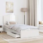 vidaXL Rám postele so zásuvkou Biela 75 x 190 cm Kompozitné drevo – Obrázok 3