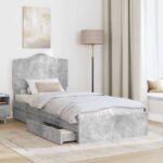 vidaXL Úložná posteľ Betónová šedá 70 x 190 cm Kompozitné drevo – Obrázok 3
