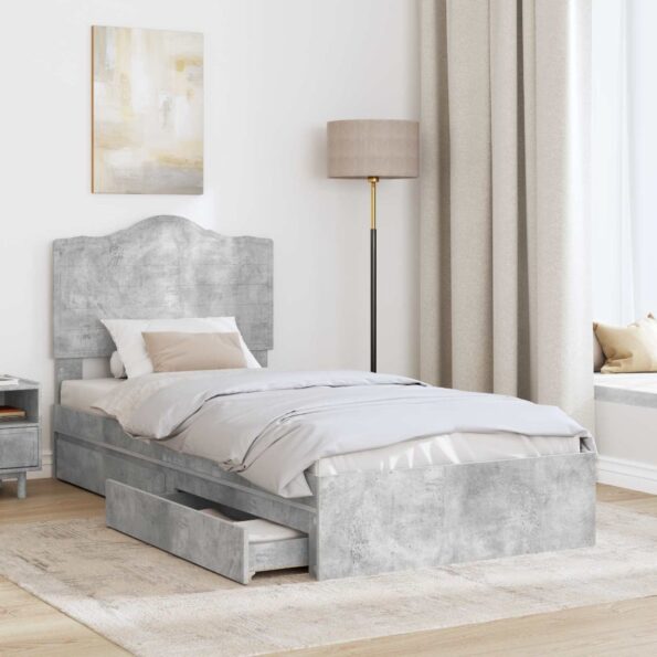 vidaXL Úložná posteľ Betónová šedá 70 x 190 cm Kompozitné drevo – Obrázok 3