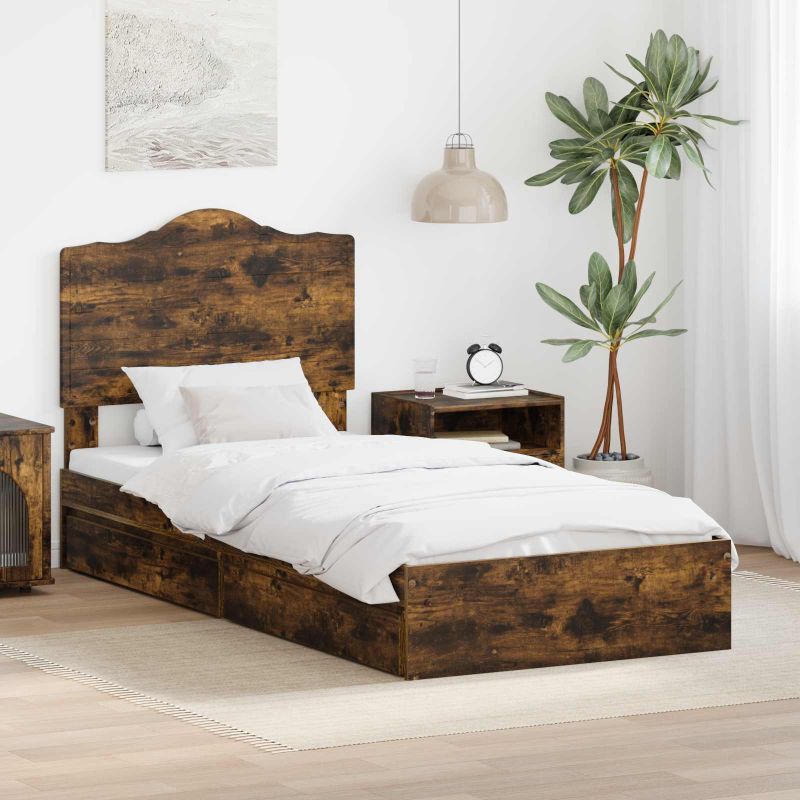 3413559_1.jpg vidaXL Úložná posteľ Dymová dub 70 x 190 cm Kompozitné drevo – Obrázok 1