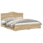 vidaXL Rám postele Sonoma dub 200 x 200 cm Kompozitné drevo – Obrázok 2