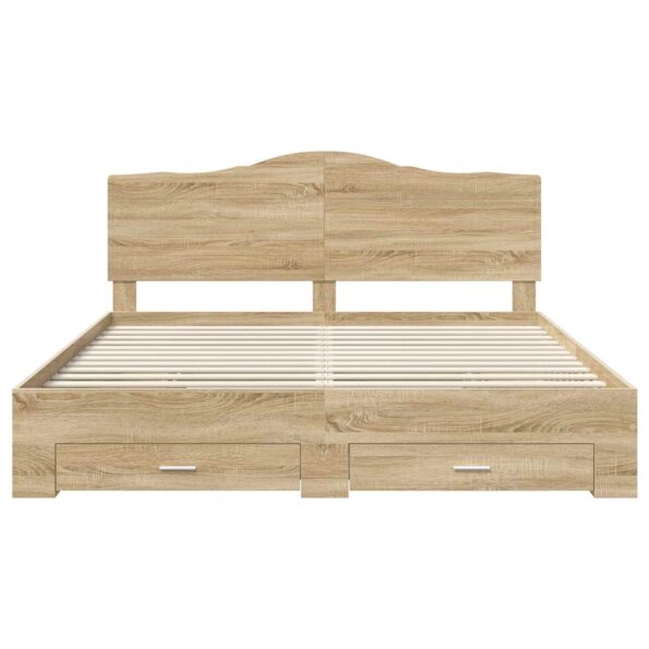 vidaXL Rám postele Sonoma dub 200 x 200 cm Kompozitné drevo – Obrázok 8