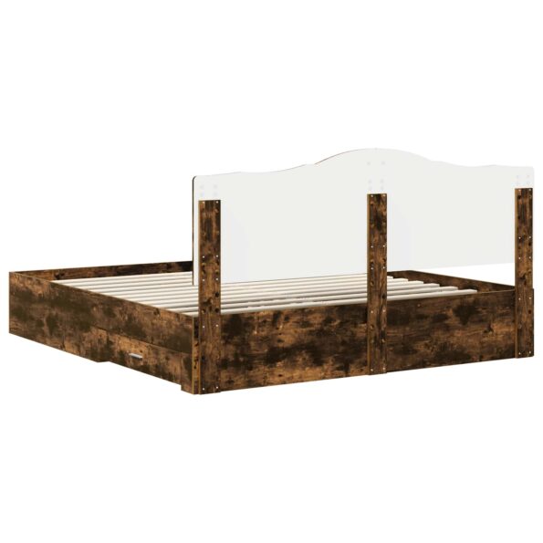 vidaXL Rám postele Dymová dub 200 x 200 cm Kompozitné drevo – Obrázok 10