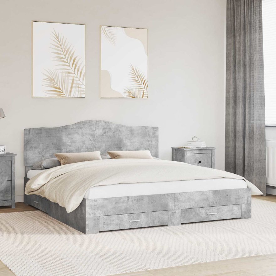 3413572_1.jpg vidaXL Rám postele Betónová šedá 180 x 200 cm Kompozitné drevo – Obrázok 1