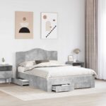 vidaXL Rám postele Betónová šedá 160 x 200 cm Kompozitné drevo – Obrázok 3