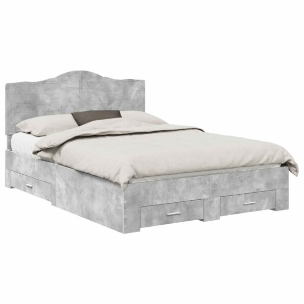 vidaXL Rám postele Betónová šedá 150 x 200 cm Kompozitné drevo – Obrázok 2