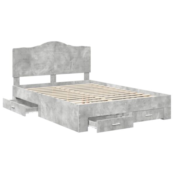 vidaXL Rám postele Betónová šedá 150 x 200 cm Kompozitné drevo – Obrázok 5