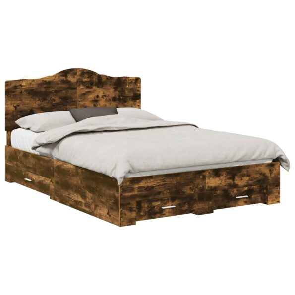 vidaXL Rám postele Dymová dub 150 x 200 cm Kompozitné drevo – Obrázok 2