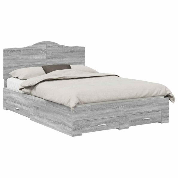 vidaXL Rám postele Sivý Sonoma 140 x 190 cm Kompozitné drevo – Obrázok 2