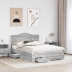 vidaXL Rám postele Sivý Sonoma 140 x 190 cm Kompozitné drevo – Obrázok 3