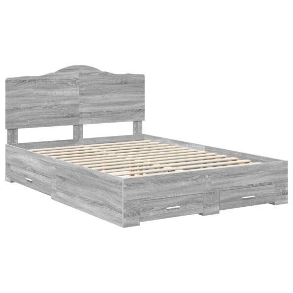 vidaXL Rám postele Sivý Sonoma 140 x 190 cm Kompozitné drevo – Obrázok 4