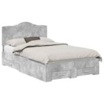 vidaXL Rám postele Betónová šedá 135 x 190 cm Kompozitné drevo – Obrázok 2