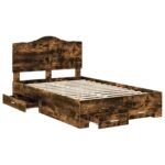 vidaXL Rám postele Dymová dub 135 x 190 cm Kompozitné drevo – Obrázok 5