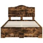 vidaXL Rám postele Dymová dub 135 x 190 cm Kompozitné drevo – Obrázok 8