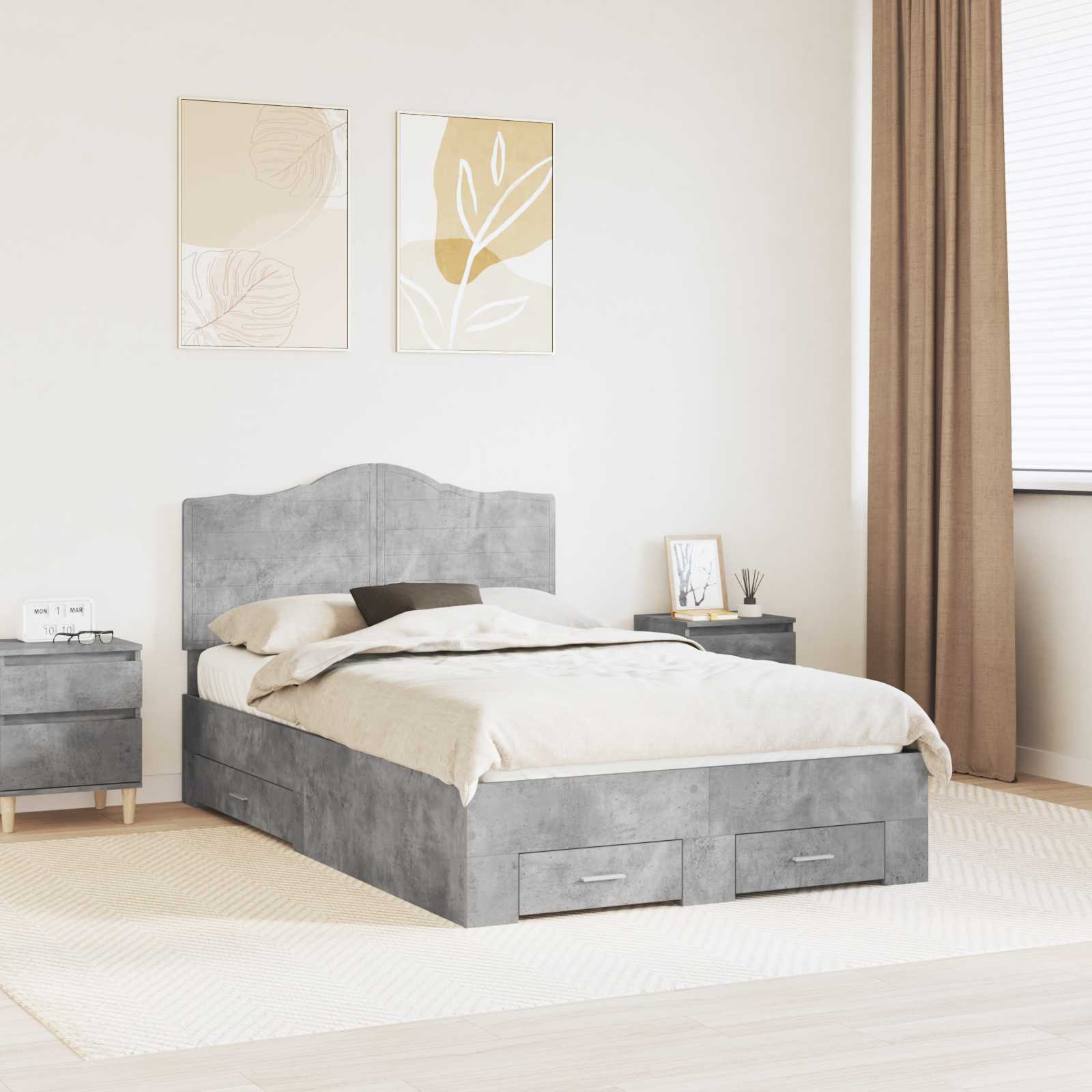 3413633_1.jpg vidaXL Rám postele Betónová šedá 120 x 190 cm Kompozitné drevo – Obrázok 1