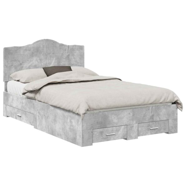 vidaXL Rám postele Betónová šedá 120 x 190 cm Kompozitné drevo – Obrázok 2