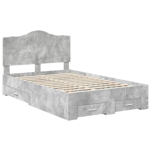 vidaXL Rám postele Betónová šedá 120 x 190 cm Kompozitné drevo – Obrázok 4