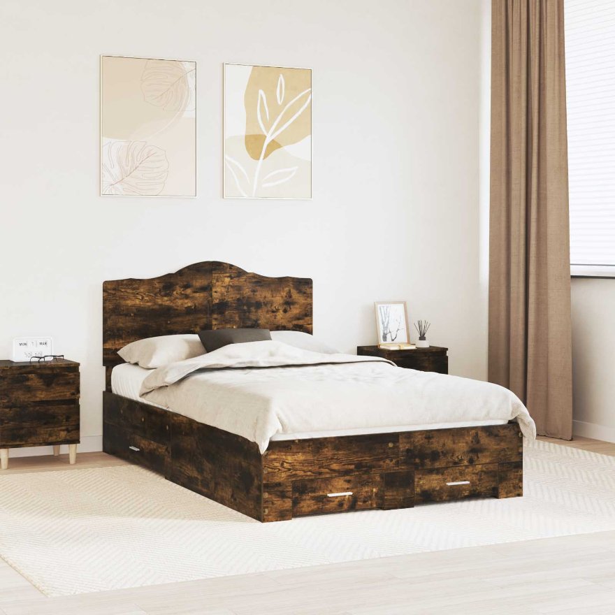 3413634_1.jpg vidaXL Rám postele Dymová dub 120 x 190 cm Kompozitné drevo – Obrázok 1