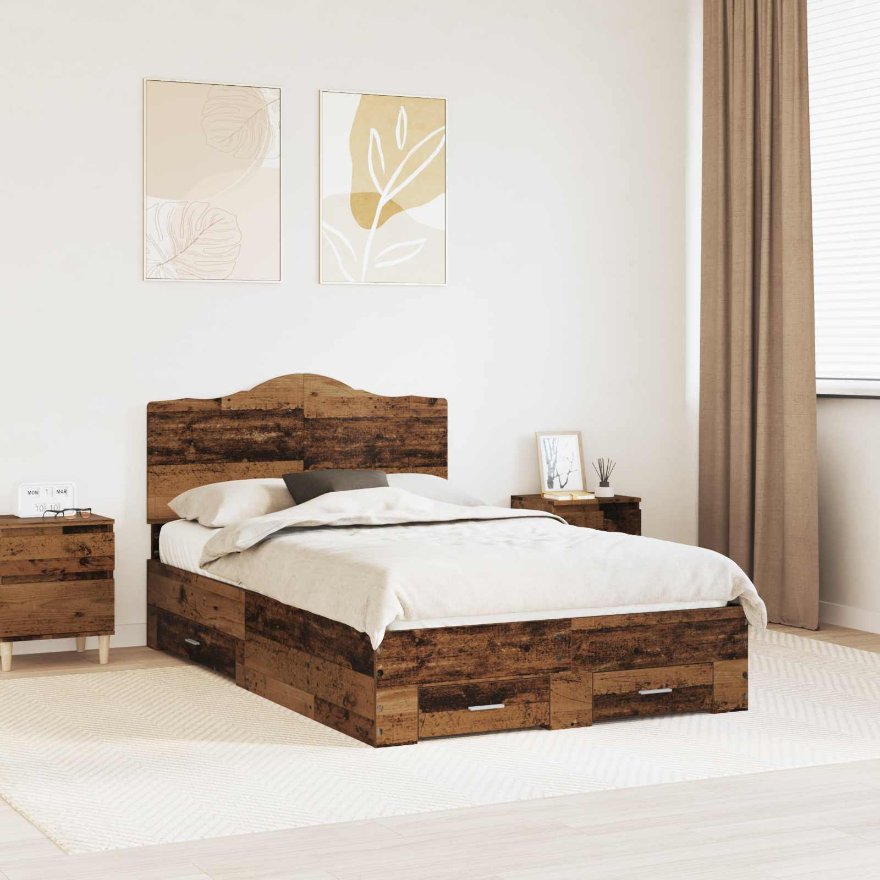 3413637_1.jpg vidaXL Rám postele Staré drevo 120 x 190 cm Kompozitné drevo – Obrázok 1