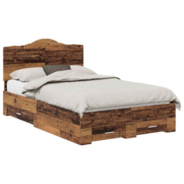 vidaXL Rám postele Staré drevo 120 x 190 cm Kompozitné drevo – Obrázok 2