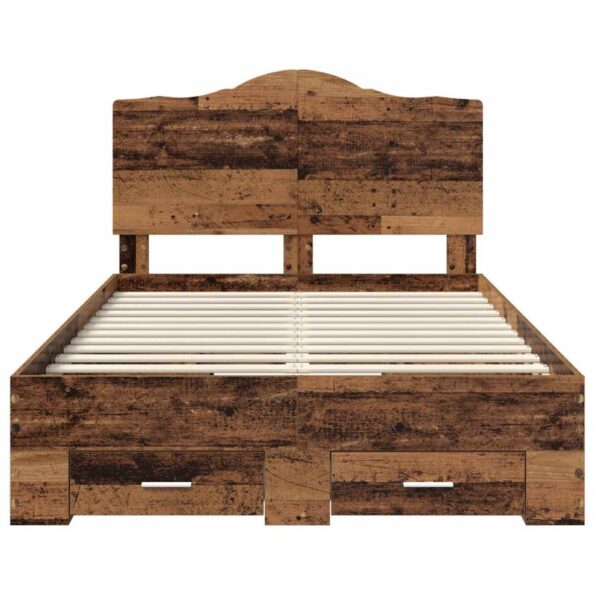 vidaXL Rám postele Staré drevo 120 x 190 cm Kompozitné drevo – Obrázok 8