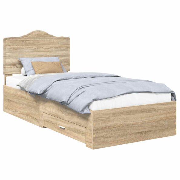 vidaXL Rám postele Sonoma dub 100 x 200 cm Kompozitné drevo – Obrázok 2