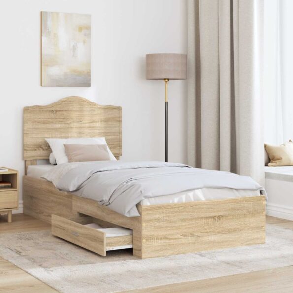 vidaXL Rám postele Sonoma dub 100 x 200 cm Kompozitné drevo – Obrázok 3