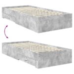 vidaXL Rám postele Betónová šedá 90 x 200 cm Kompozitné drevo – Obrázok 12