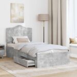 vidaXL Rám postele Betónová šedá 90 x 200 cm Kompozitné drevo – Obrázok 3