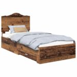 vidaXL Rám postele Staré drevo 90 x 200 cm Kompozitné drevo – Obrázok 2