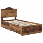 vidaXL Rám postele Staré drevo 90 x 200 cm Kompozitné drevo – Obrázok 4