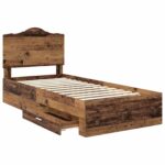 vidaXL Rám postele Staré drevo 90 x 200 cm Kompozitné drevo – Obrázok 5