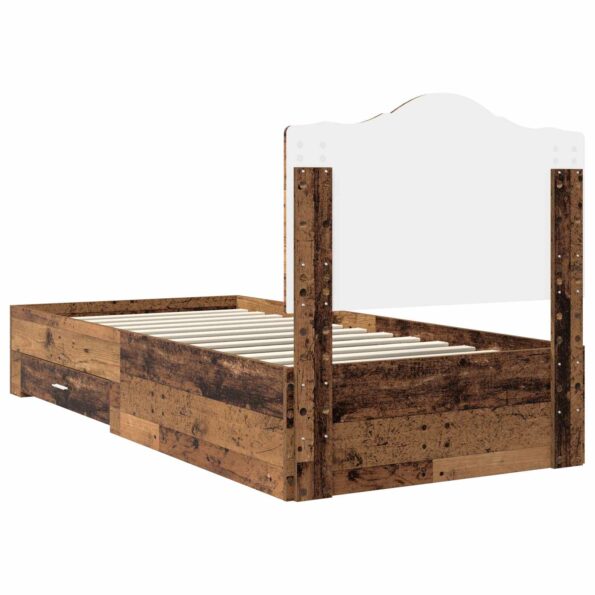 vidaXL Rám postele Staré drevo 90 x 200 cm Kompozitné drevo – Obrázok 9