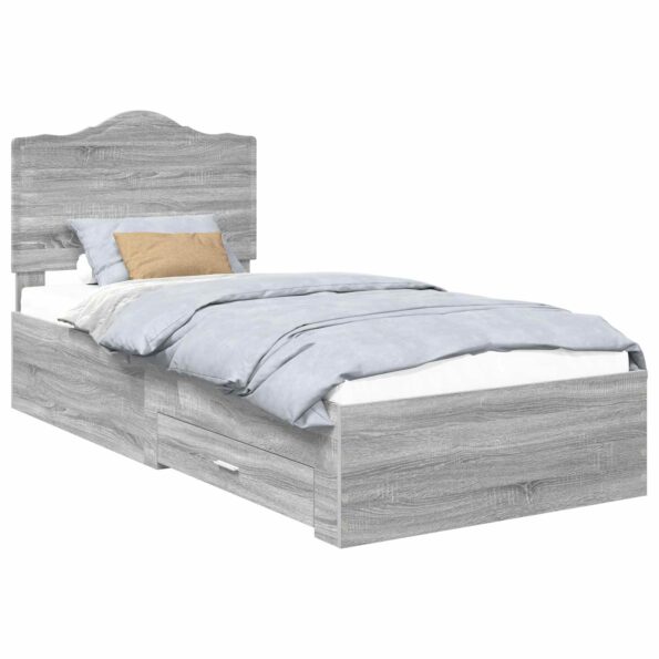 vidaXL Rám postele Sivý Sonoma 90 x 190 cm Kompozitné drevo – Obrázok 2