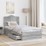 vidaXL Rám postele Sivý Sonoma 90 x 190 cm Kompozitné drevo – Obrázok 3
