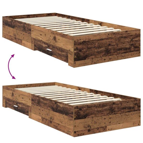 vidaXL Rám postele Staré drevo 90 x 190 cm Kompozitné drevo – Obrázok 10