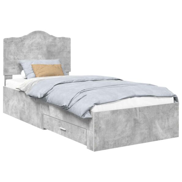 vidaXL Rám postele Betónová šedá 70 x 190 cm Kompozitné drevo – Obrázok 2