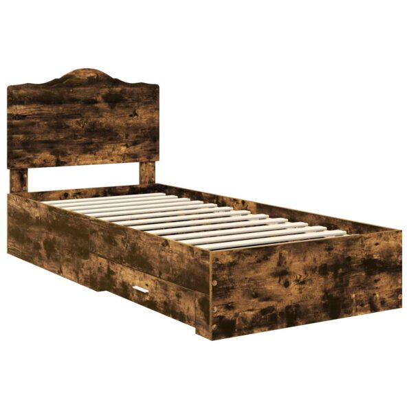 vidaXL Rám postele so zásuvkou Dymová dub 70 x 190 cm Kompozitné drevo – Obrázok 4