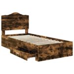 vidaXL Rám postele so zásuvkou Dymová dub 70 x 190 cm Kompozitné drevo – Obrázok 5