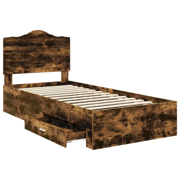vidaXL Rám postele so zásuvkou Dymová dub 70 x 190 cm Kompozitné drevo – Obrázok 5