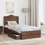 vidaXL Rám postele so zásuvkou Hnedý dub 70 x 190 cm Kompozitné drevo – Obrázok 3