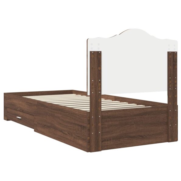 vidaXL Rám postele so zásuvkou Hnedý dub 70 x 190 cm Kompozitné drevo – Obrázok 9